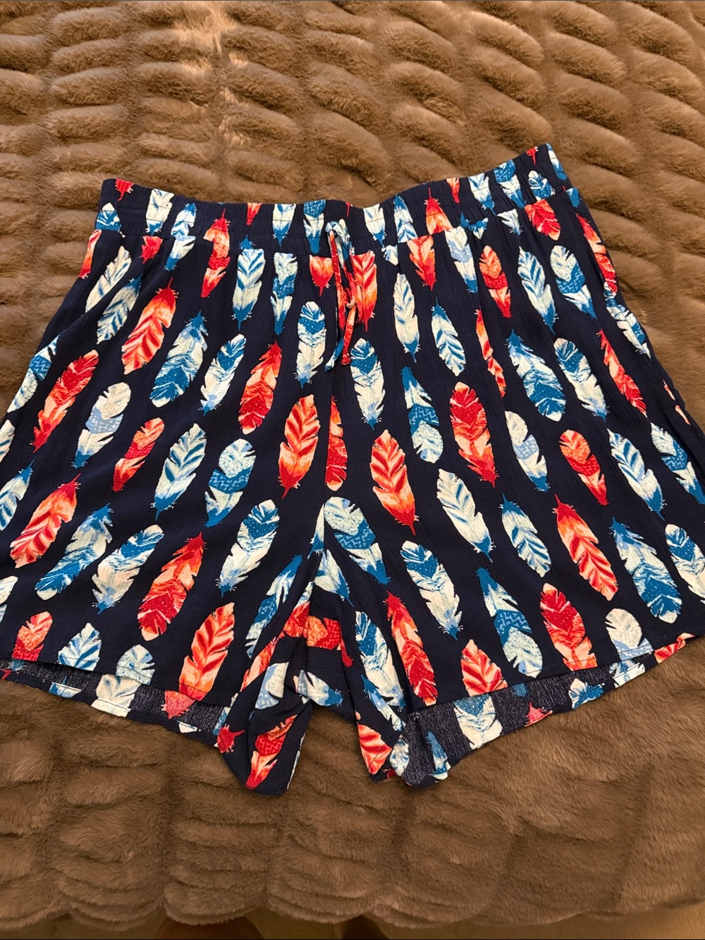 Red, White, and Blue feather shorts